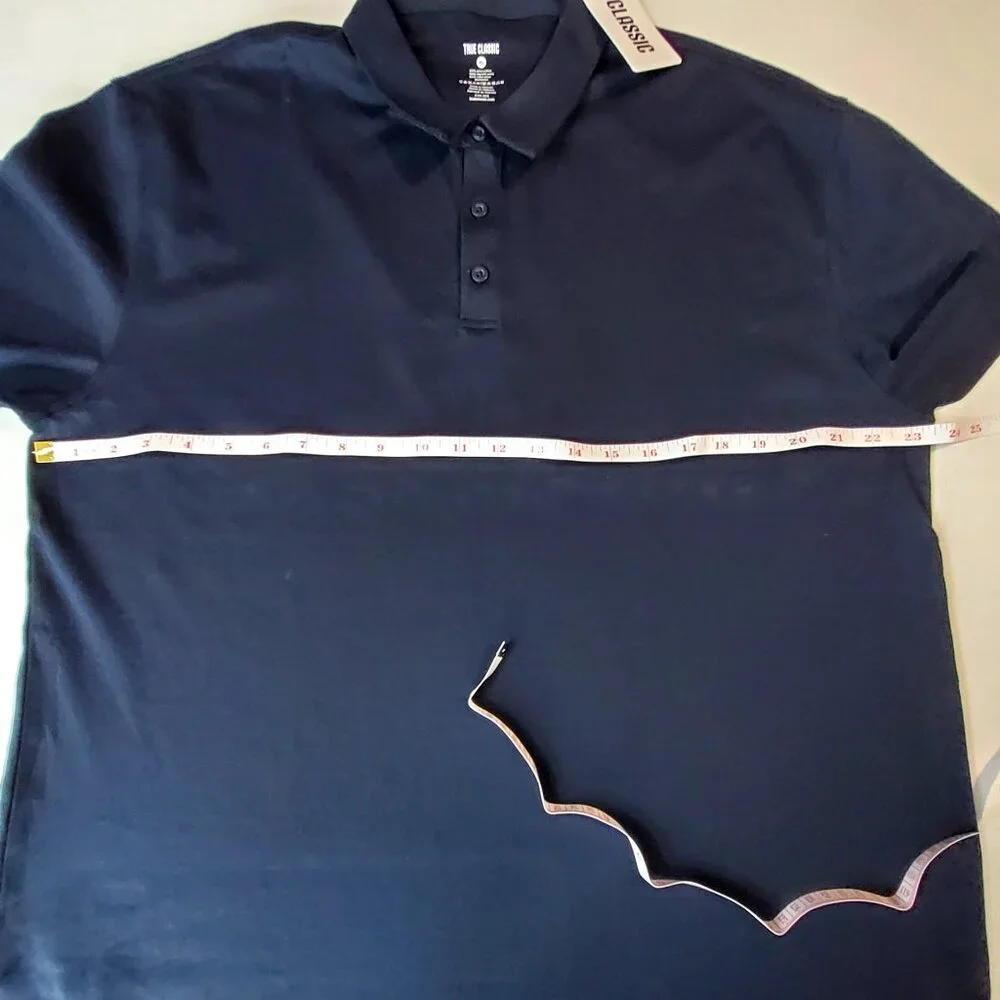True Classic Pima Cotton Navy Blue Polo Shirt Soft, breathable  Size XL - Picture 3 of 10